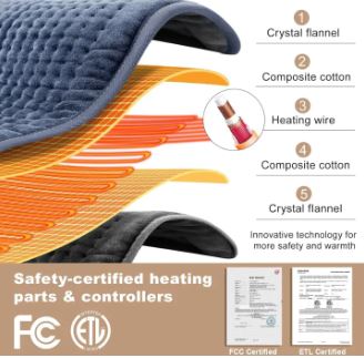 Electric Heating Pad - Large 12 x 21 inches for Muscular Pain