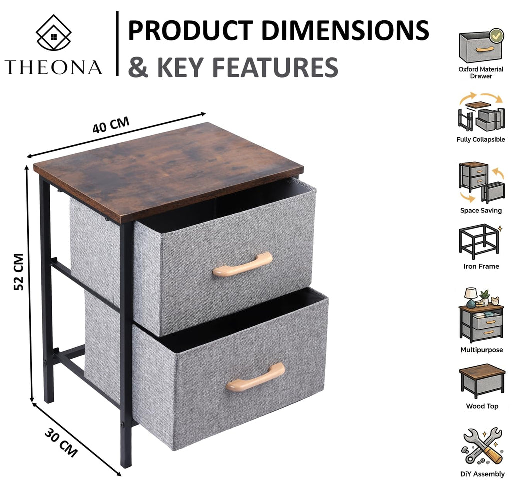 2/3/4 Layer Fabric Storage Organizer with Wooden Top and Metal Frame, Modern Dresser Storage Unit for Bedroom, Living Room, Office, Kids Room & Closet