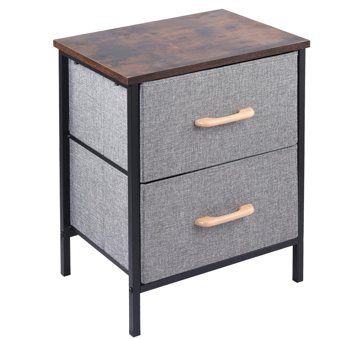 2/3/4 Layer Fabric Storage Organizer with Wooden Top and Metal Frame, Modern Dresser Storage Unit for Bedroom, Living Room, Office, Kids Room & Closet