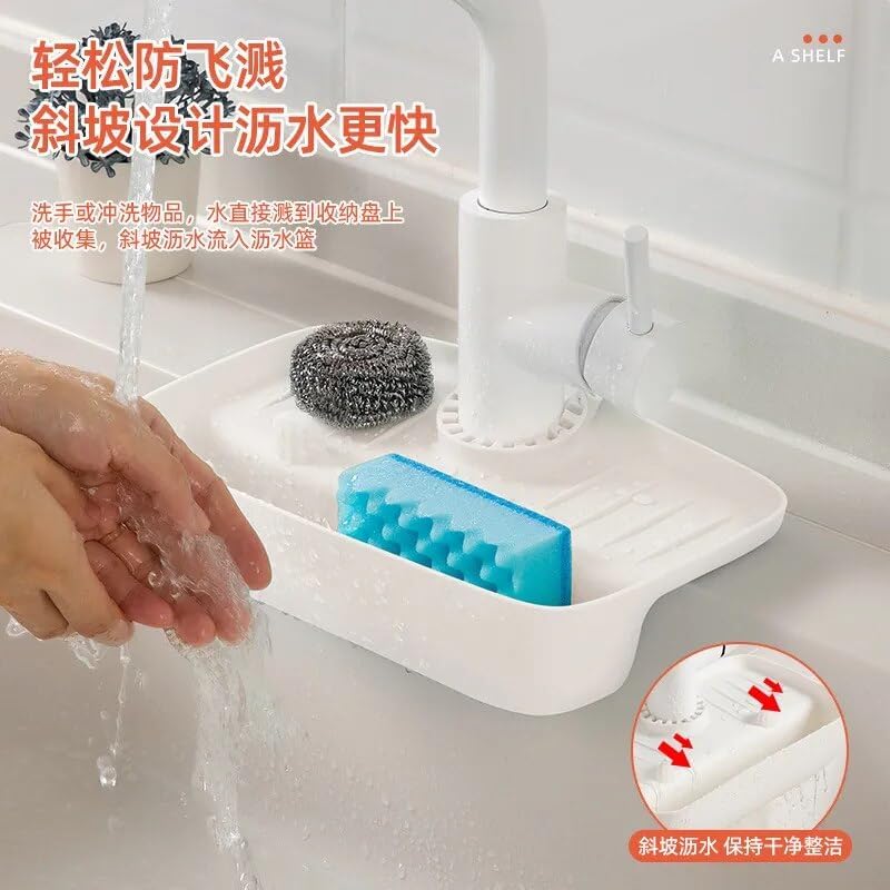Faucet Drainer Rack Kitchen Sink Sponge Draining Storage Rack Organizer