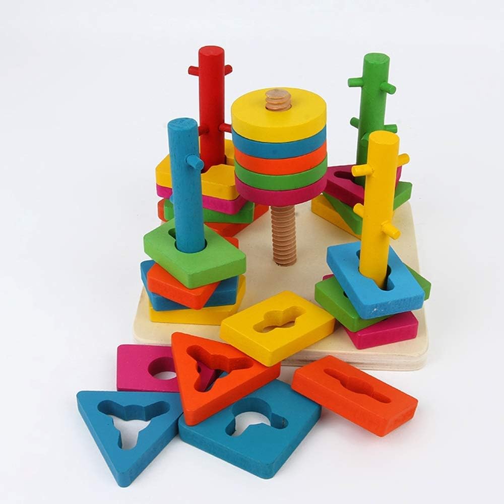 Five-Column Pile Building Blocks Toys Children Early Education Puzzle, Hand-eye Coordination Training Toys