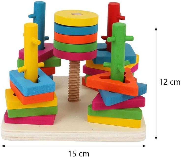 Five-Column Pile Building Blocks Toys Children Early Education Puzzle, Hand-eye Coordination Training Toys