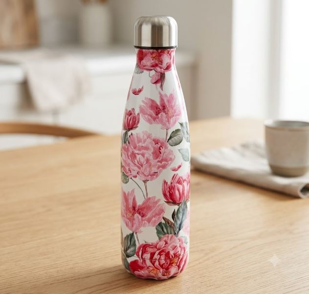 Tropical Floral Stainless Steel Leak Proof Water Bottle 500ml