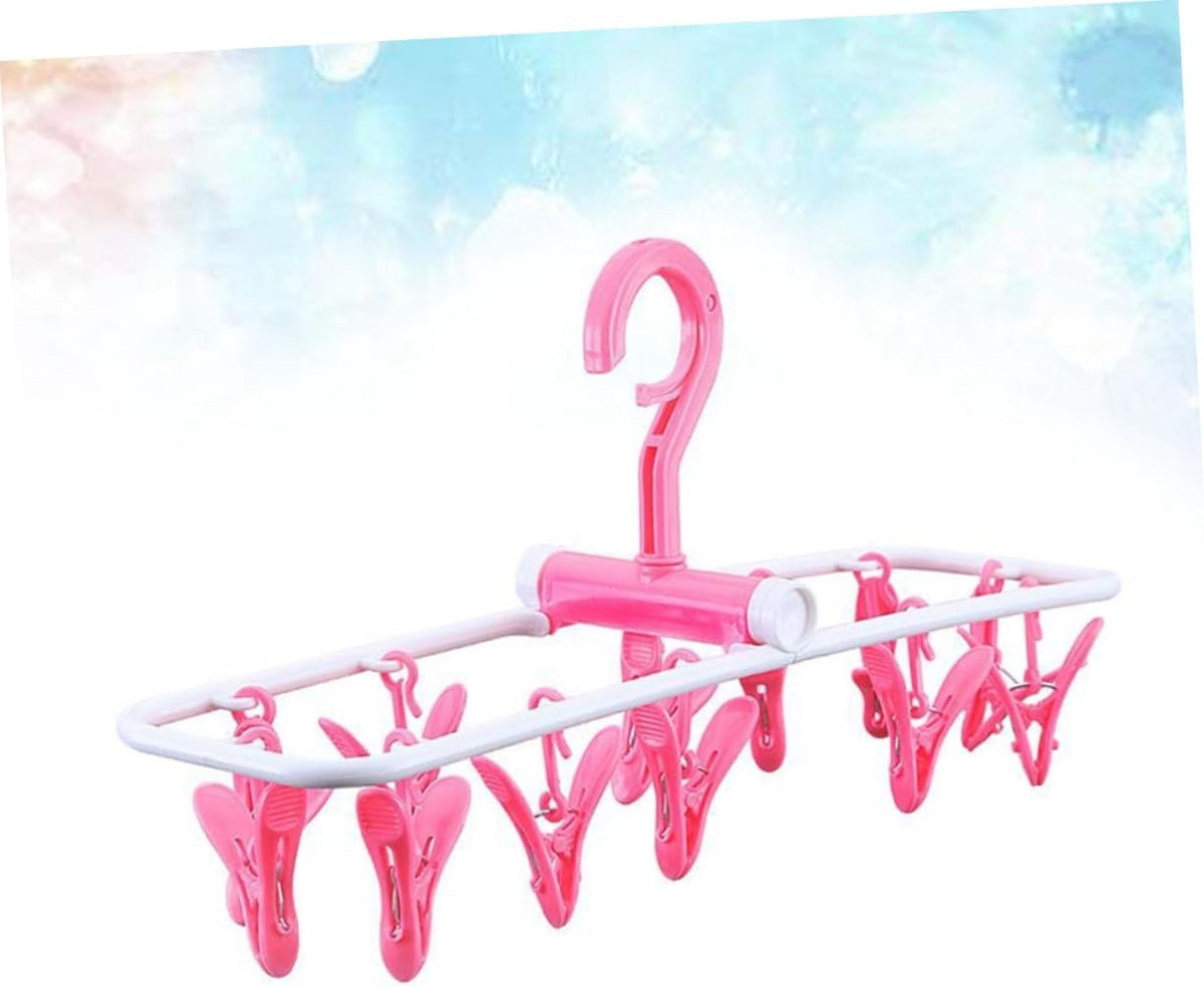 Space Saving Folding 12 Clips Drip Hangers For Baby Clothes Socks Laundry