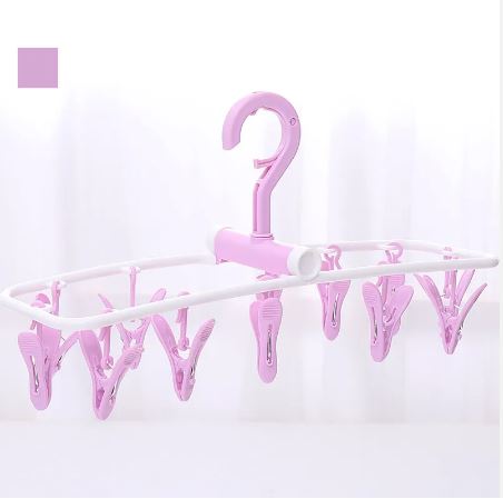 Space Saving Folding 12 Clips Drip Hangers For Baby Clothes Socks Laundry