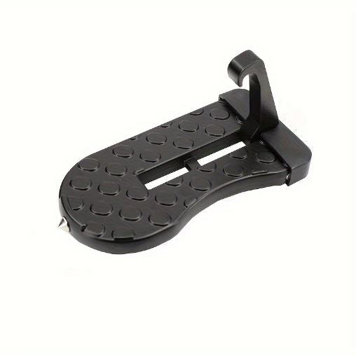 Foldable Car Door Step with Safety Hammer & Anti-Skid Wheel - Multi-Functional Car Door Climbing Pedals, Durable Aluminum Alloy (Black)