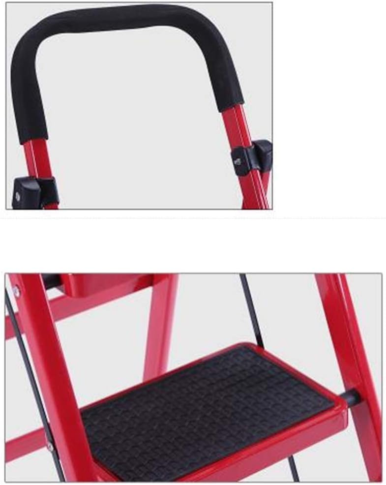 Heavy Duty Portable Multi-Purpose Ladders for Home, Kitchen, Step Stools for Adults with Wide Anti-Slip Pedals, Curved Cushioned Handrail and Safe-Lock Design