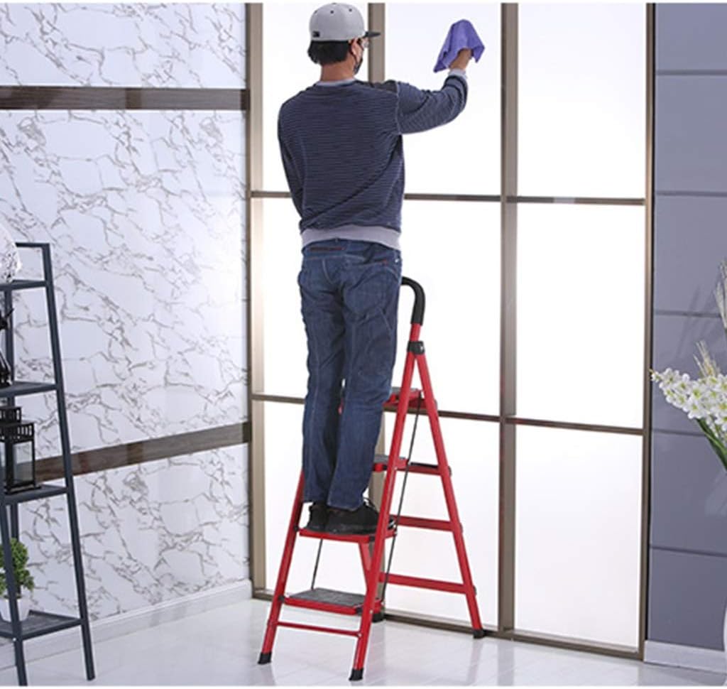 Heavy Duty Portable Multi-Purpose Ladders for Home, Kitchen, Step Stools for Adults with Wide Anti-Slip Pedals, Curved Cushioned Handrail and Safe-Lock Design