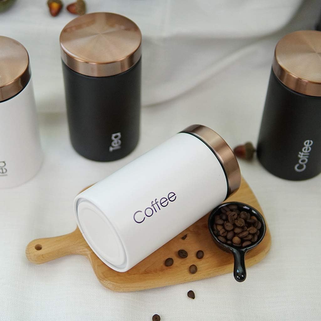 3Pc Kitchen Canister Set with Lid - Deluxe Food Storage Containers Space-Saving Jars for Storage of Tea Coffee & Sugar