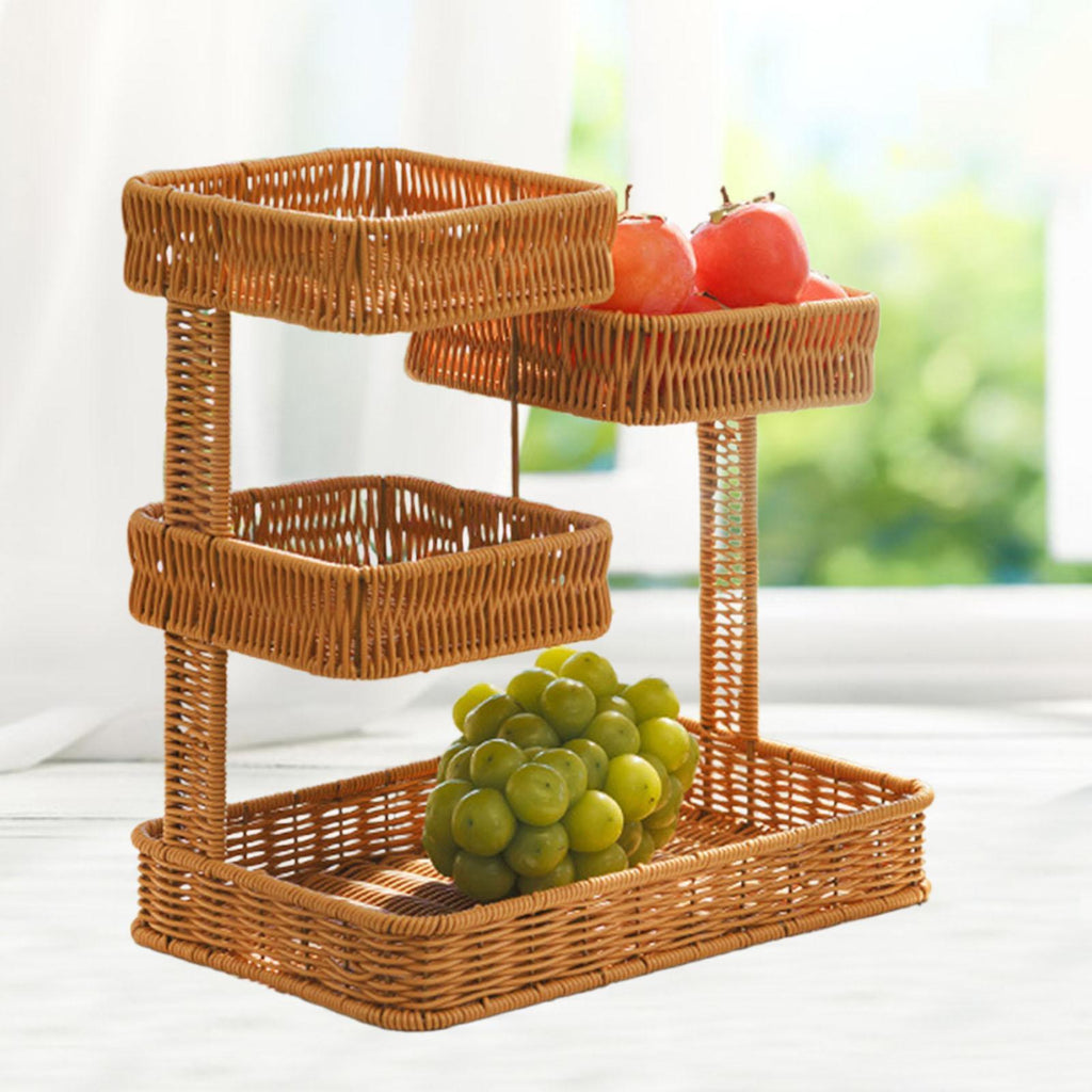 4 Tier Multipurpose Woven Fruit Basket for Kitchen, Living Room, Bedroom and Office