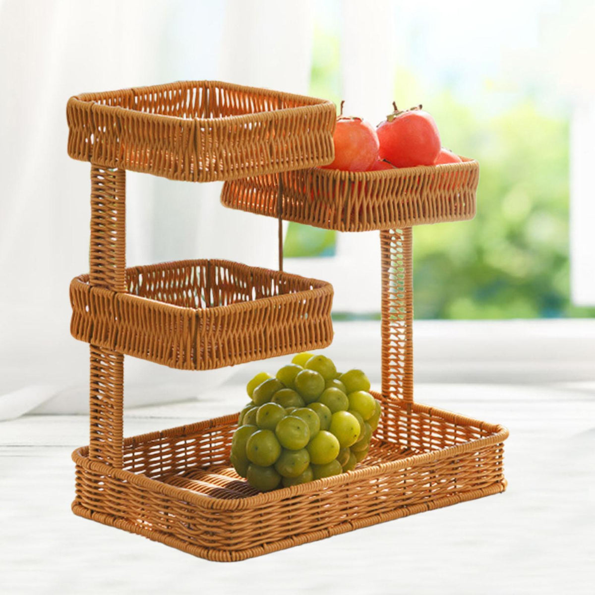 4 Tier Multipurpose Woven Fruit Basket for Kitchen, Living Room, Bedroom and Office