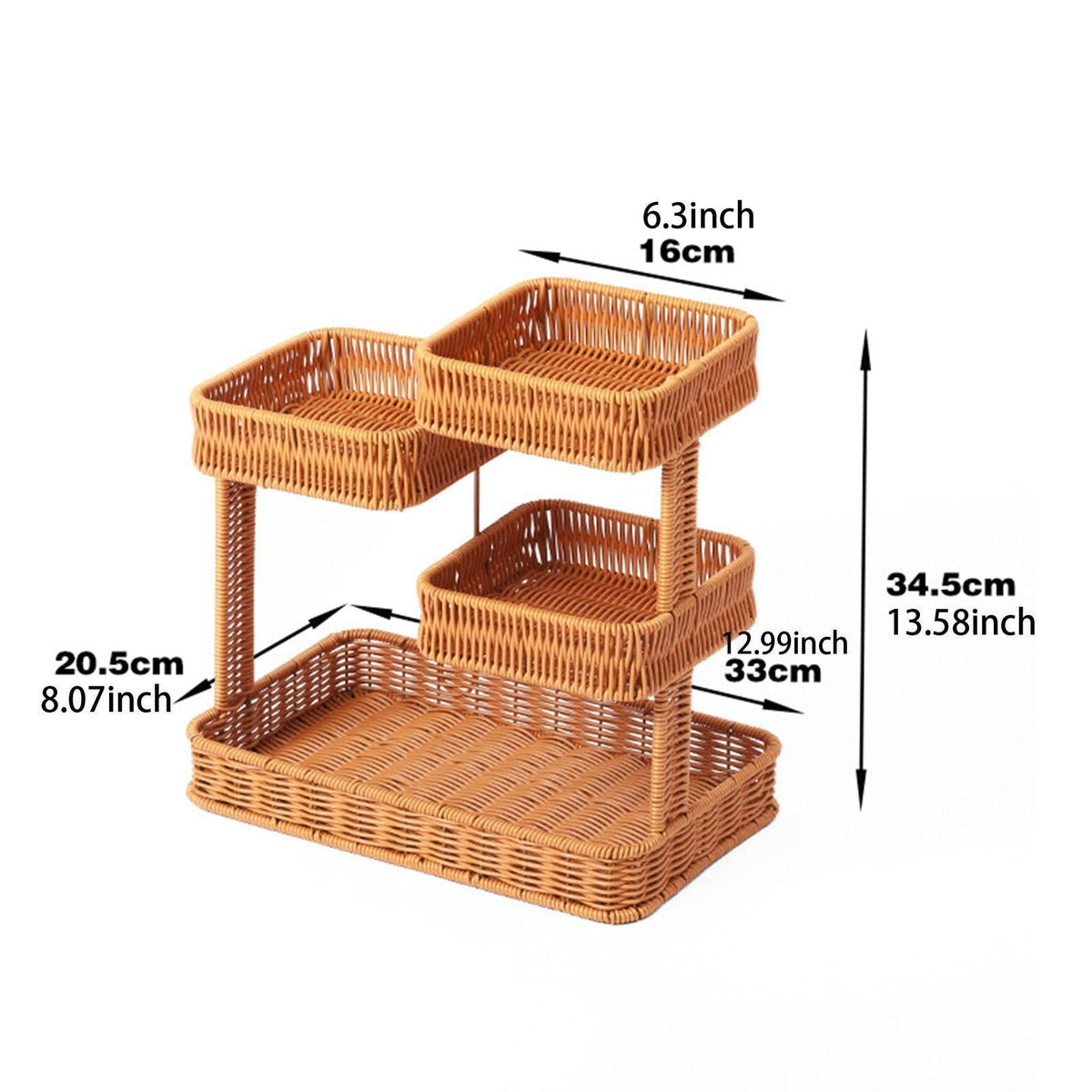 4 Tier Multipurpose Woven Fruit Basket for Kitchen, Living Room, Bedroom and Office
