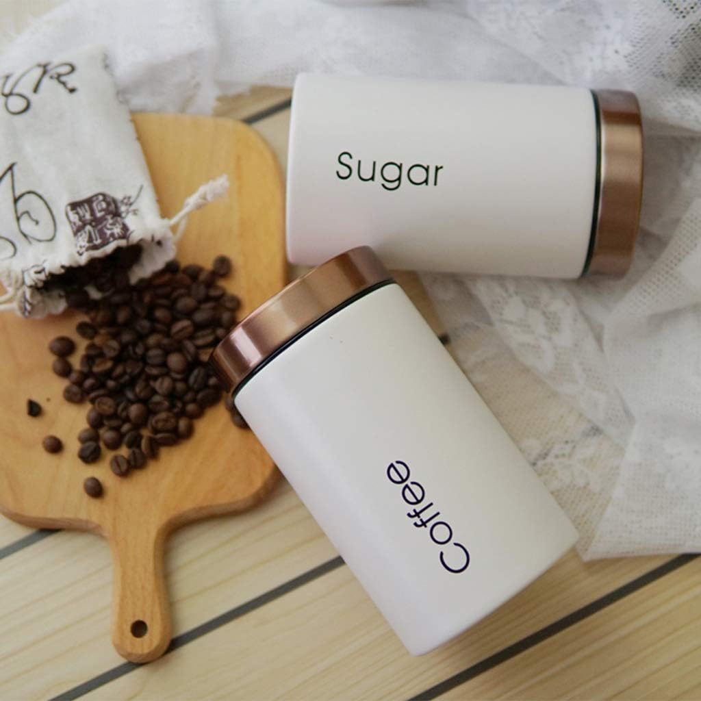 3Pc Kitchen Canister Set with Lid - Deluxe Food Storage Containers Space-Saving Jars for Storage of Tea Coffee & Sugar