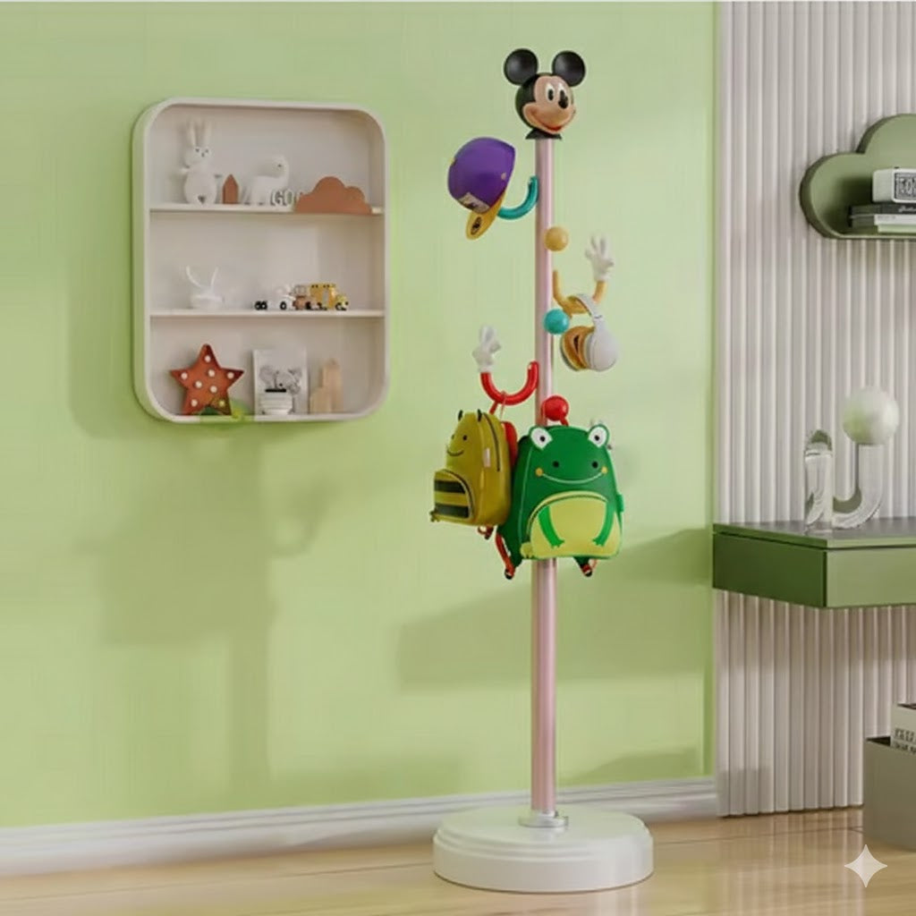 Freestanding Children Colorful Coat Rack, Bag Rack Stand, Cartoon Simple Floor Hanging Hanger, Vertical Hanging Backpack Rack, Clothes Rack, Storage Hat Rack for Kid Bedroom