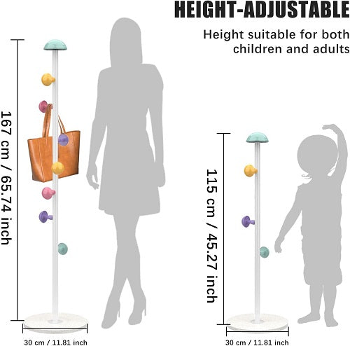 Freestanding Children Colorful Coat Rack, Bag Rack Stand, Cartoon Simple Floor Hanging Hanger, Vertical Hanging Backpack Rack, Clothes Rack, Storage Hat Rack for Kid Bedroom