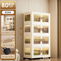 Freestanding Wardrob Foldable Storage Cabinet with Wheels, Stackable Organizer Bin with Clear Doors