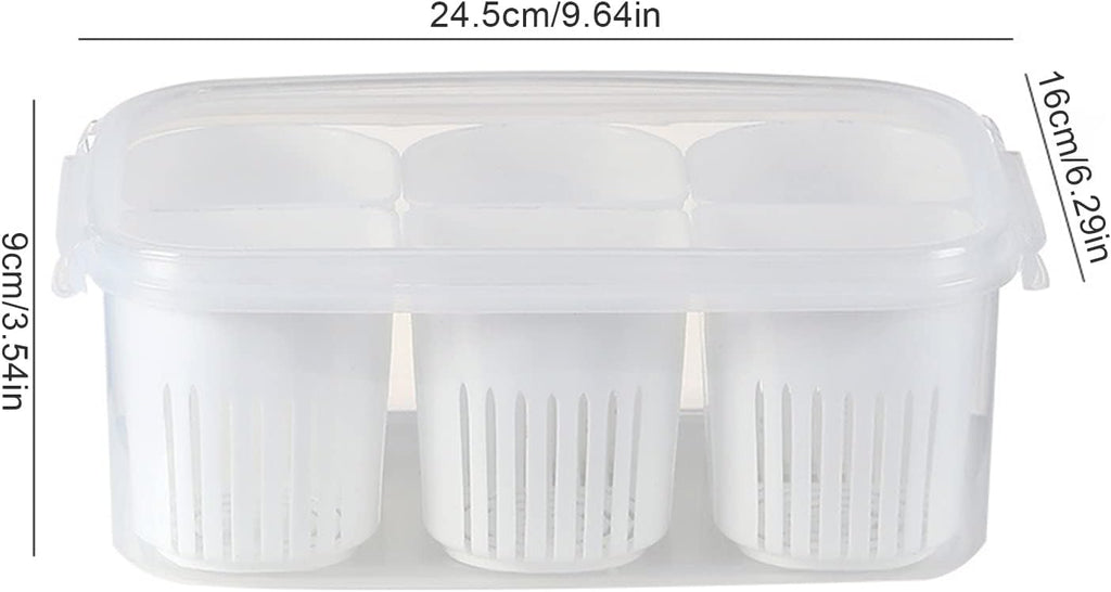 Fridge Food Storage Container With Lid, Airtight Refrigerator Food Box With 6 Pcs Detachable Drain Basket