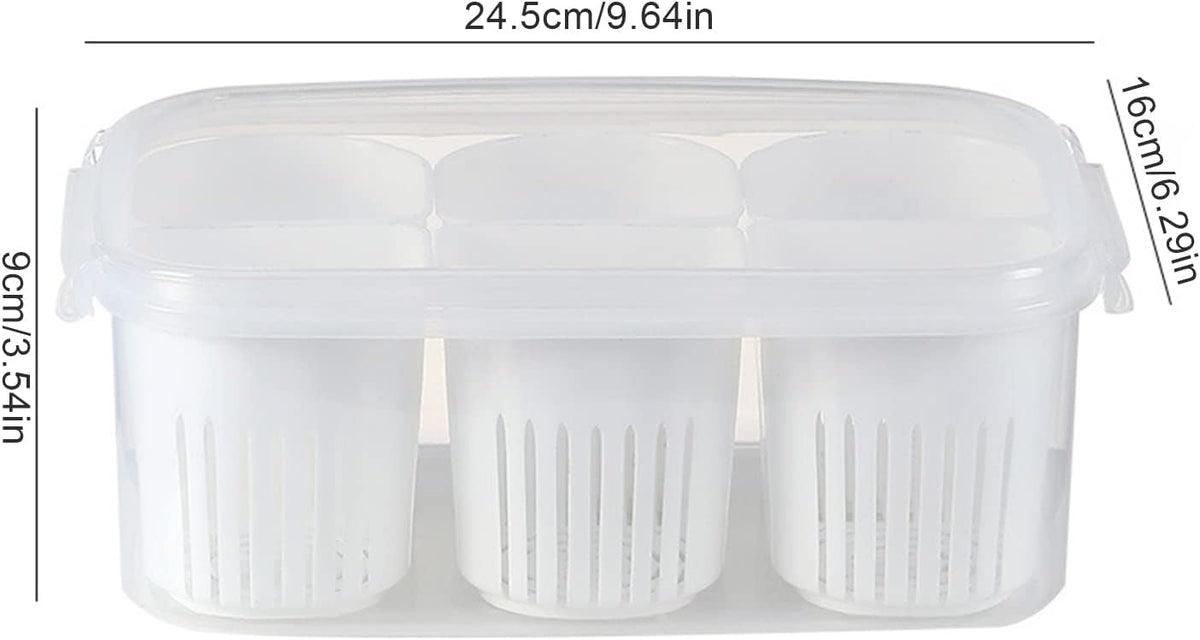 Fridge Food Storage Container With Lid, Airtight Refrigerator Food Box With 6 Pcs Detachable Drain Basket