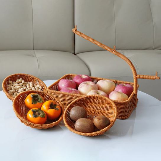 Multi Tiers Creative Rattan Fruit Vegetable Storage Basket