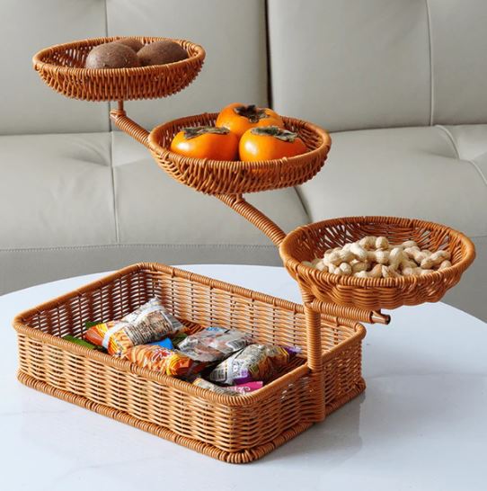 Multi Tiers Creative Rattan Fruit Vegetable Storage Basket