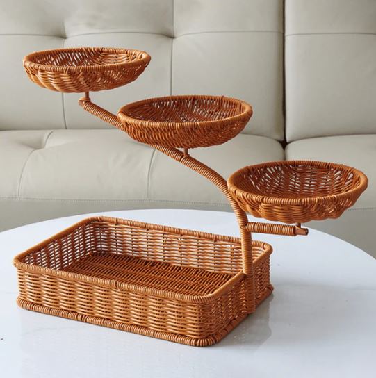 Multi Tiers Creative Rattan Fruit Vegetable Storage Basket