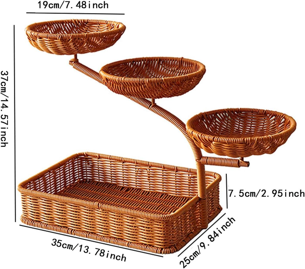 Multi Tiers Creative Rattan Fruit Vegetable Storage Basket