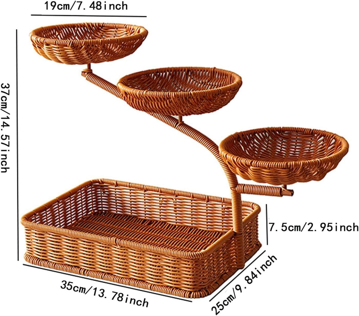 Multi Tiers Creative Rattan Fruit Vegetable Storage Basket