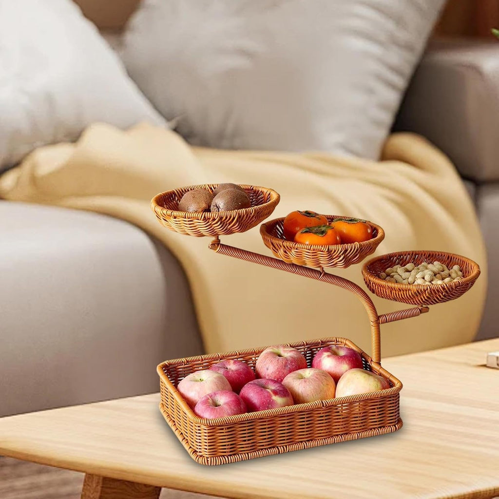 Multi Tiers Creative Rattan Fruit Vegetable Storage Basket