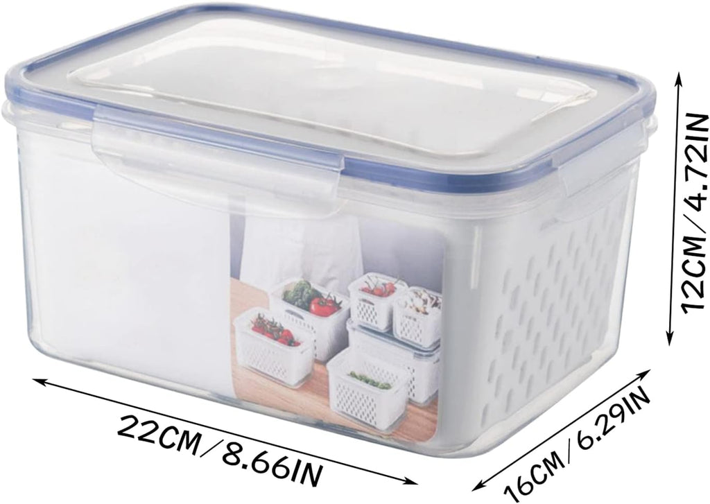 Fruit And Vegetable Storage Container For Refrigerator, 3 In 1 Organizer For Fruit Salad Meat Storage
