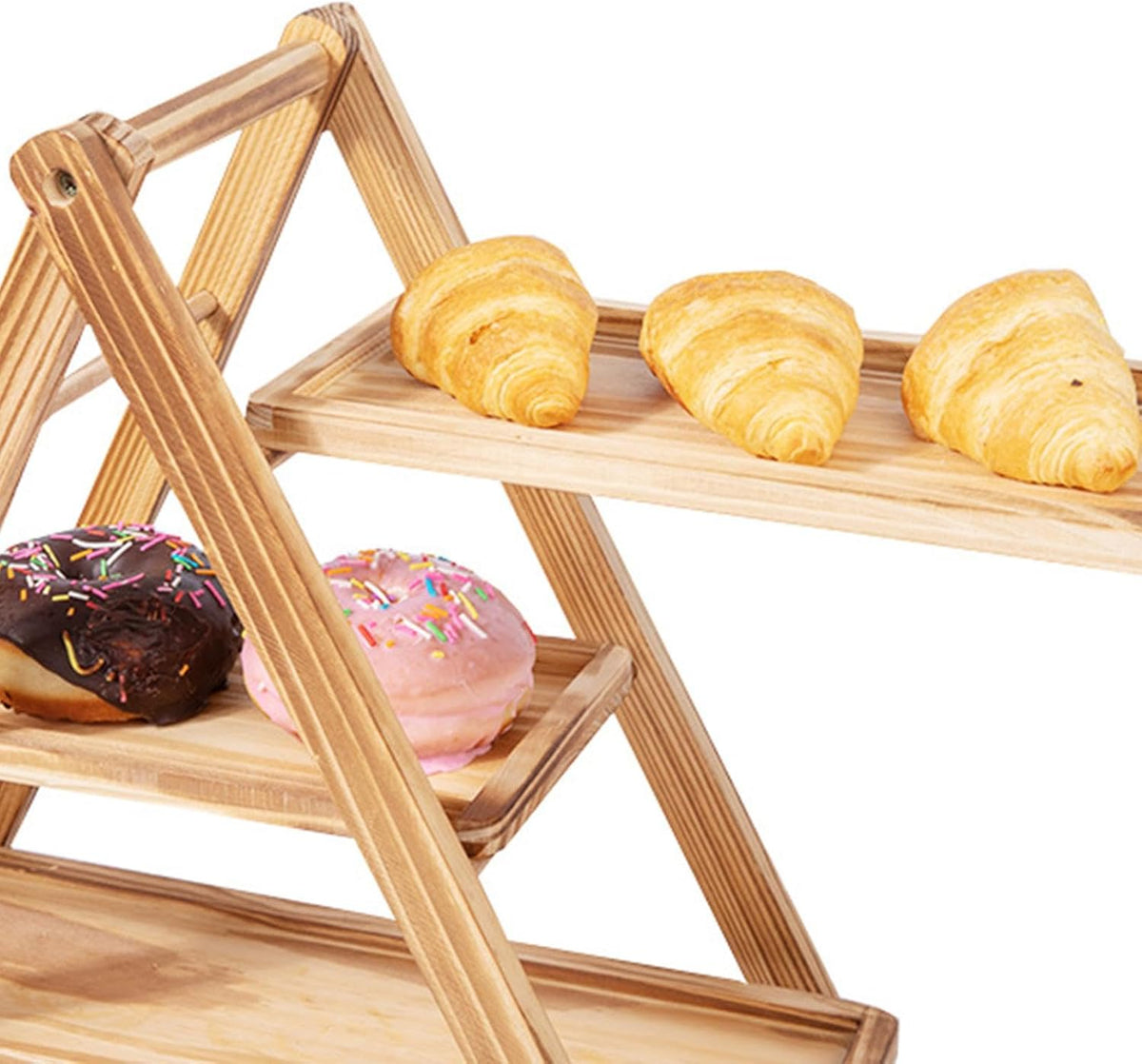 3 Tier Rustic Cake Stand Serving Tray, Fruits Platter, Food Display Rack, Foldable Rack Wooden Cupcake Stand