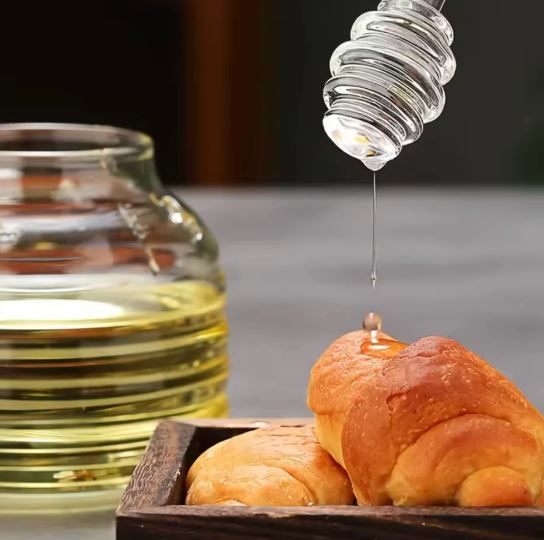 Glass Honey Pot With Spoon, Honey Jar With Wooden Lid, Solid Glass Honey Pot Dispenser With Lid