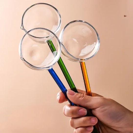 Colored Glass Tarka Spoon Long Handle Borosilicate Glass Spoon