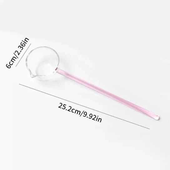 Colored Glass Tarka Spoon Long Handle Borosilicate Glass Spoon