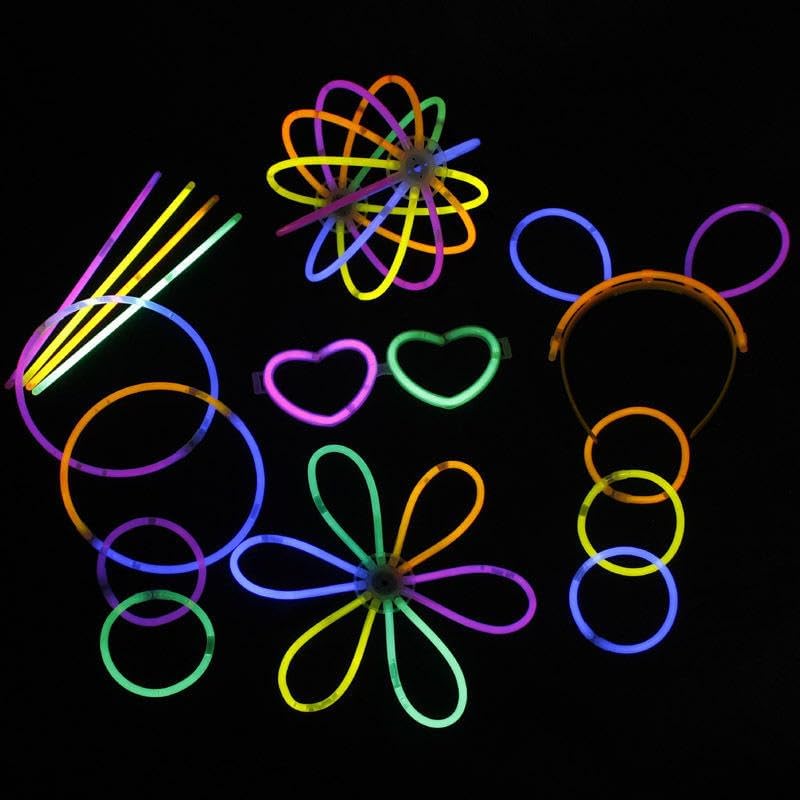 Glow Stick Tubes, Glow Party Favors For Kids/Adults , Glowsticks Party Packs 7 Colors & Connectors