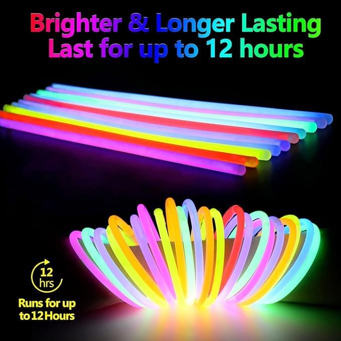 Glow Stick Tubes, Glow Party Favors For Kids/Adults , Glowsticks Party Packs 7 Colors & Connectors
