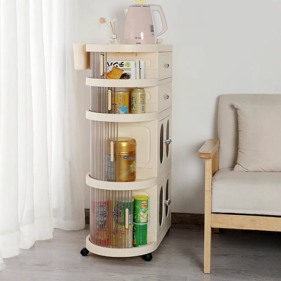 Living Room Bedroom Baby Cupboard Plastic Wardrobe Kitchen Folding Cupboard Organizer with Wheels