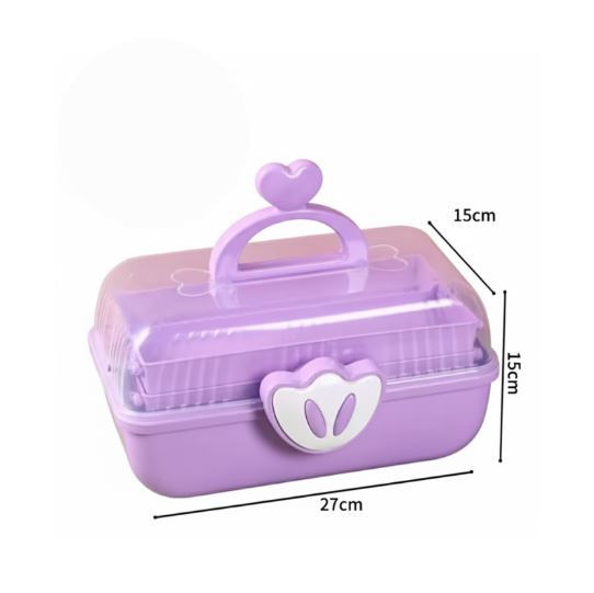 Hair Accessories Storage Box with Lid, Multilayer Jewelry And Makeup Organizer for Girls