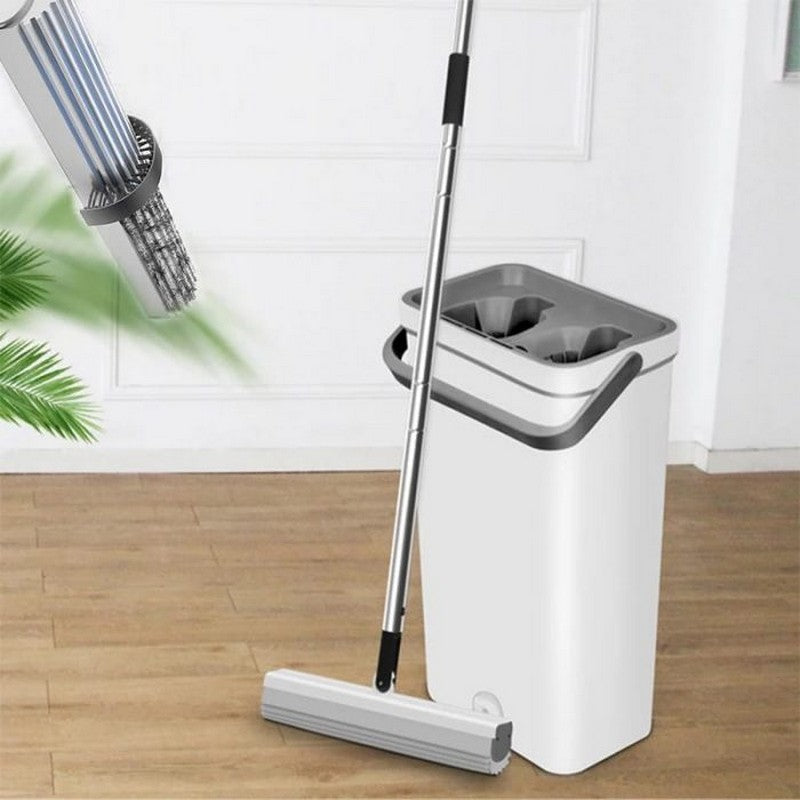 Hands Free Sponge Mop with Bucket, Strong Water Absorption Sponge, Flat Mop, Household Cleaning Tool
