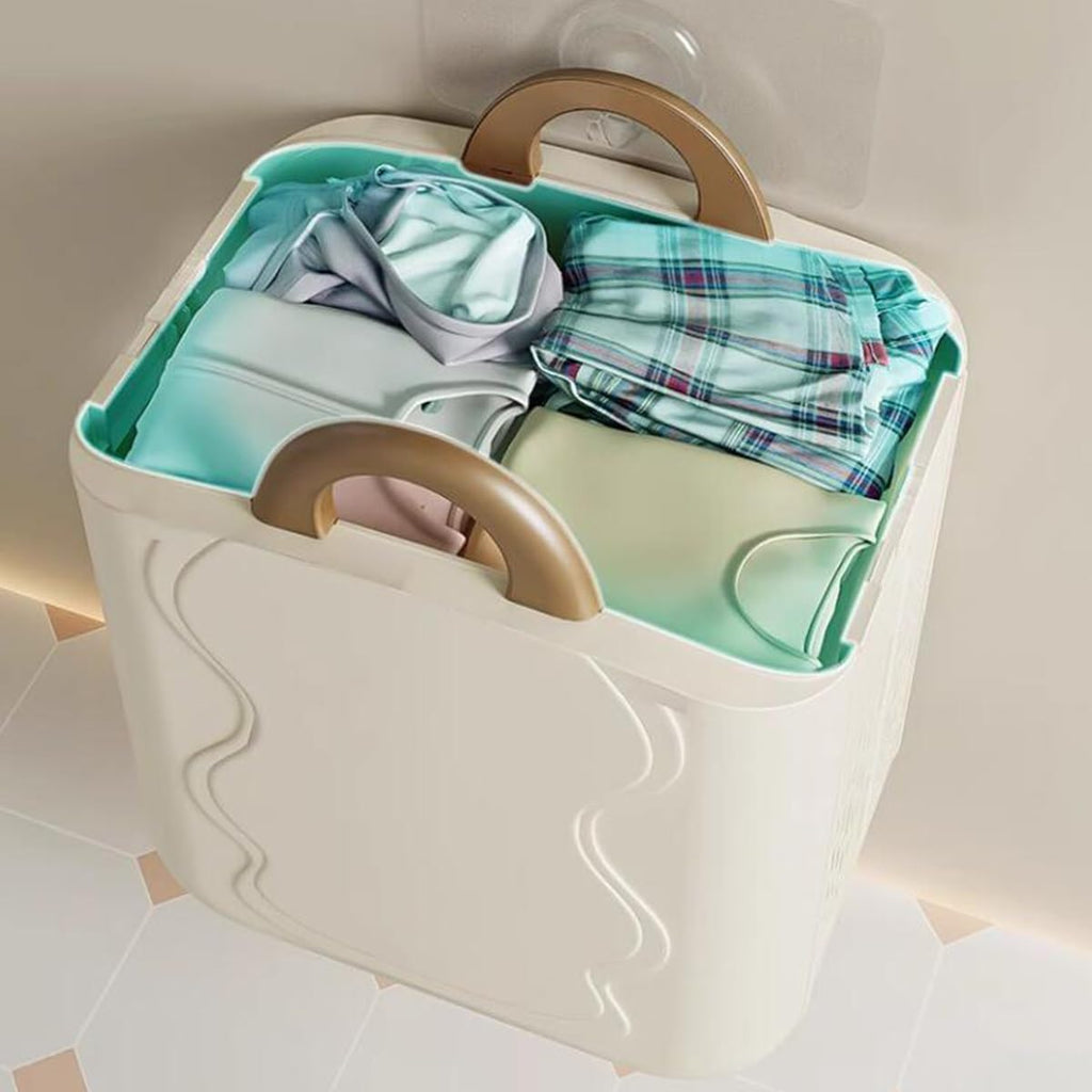 Hanging Laundry Hamper With Carry Handle, Foldable Plastic Laundry Baskets, Wall Hanging Storage Basket