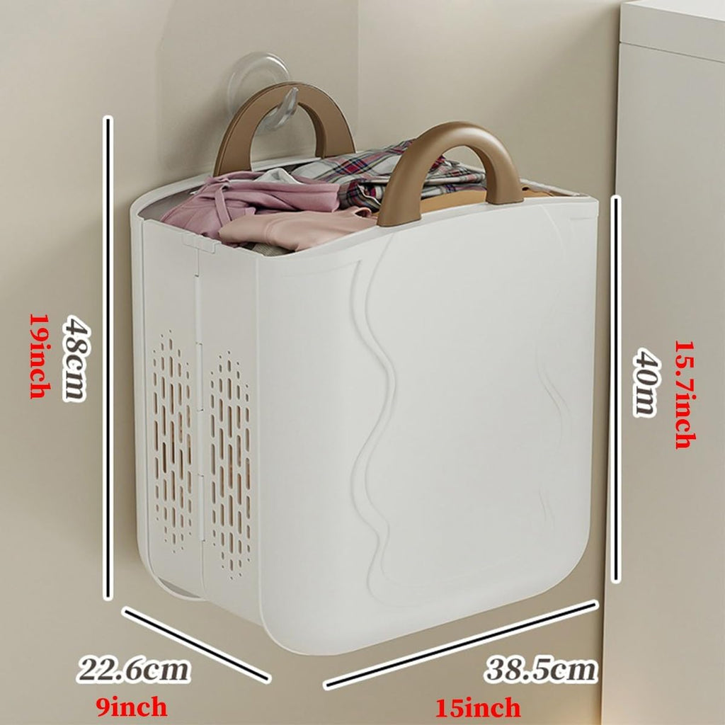 Hanging Laundry Hamper With Carry Handle, Foldable Plastic Laundry Baskets, Wall Hanging Storage Basket
