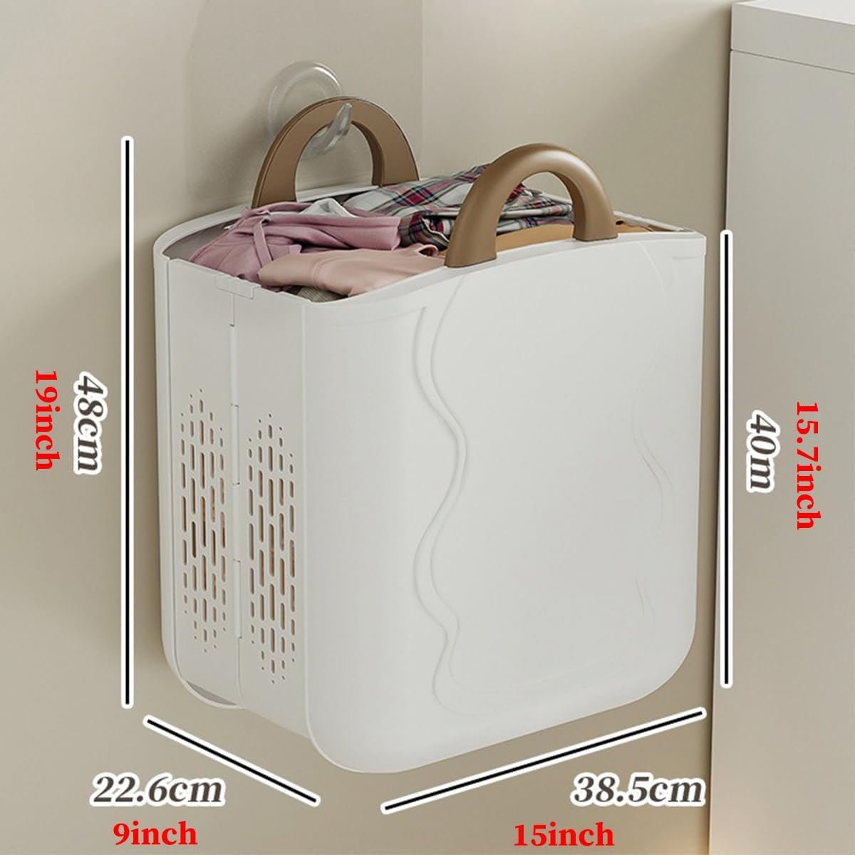 Hanging Laundry Hamper With Carry Handle, Foldable Plastic Laundry Baskets, Wall Hanging Storage Basket