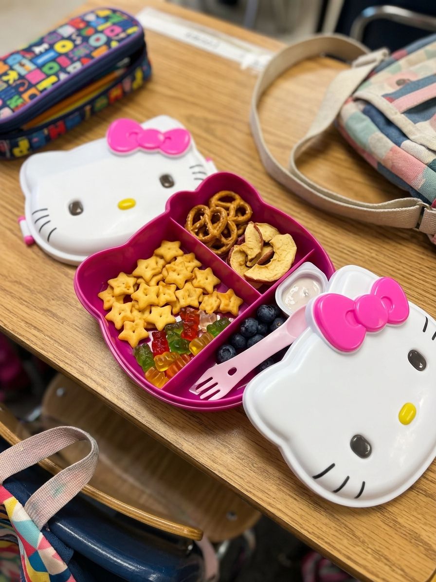 Hello Kitty Design Lunch Box for Kids School Customized Plastic Lunch Box