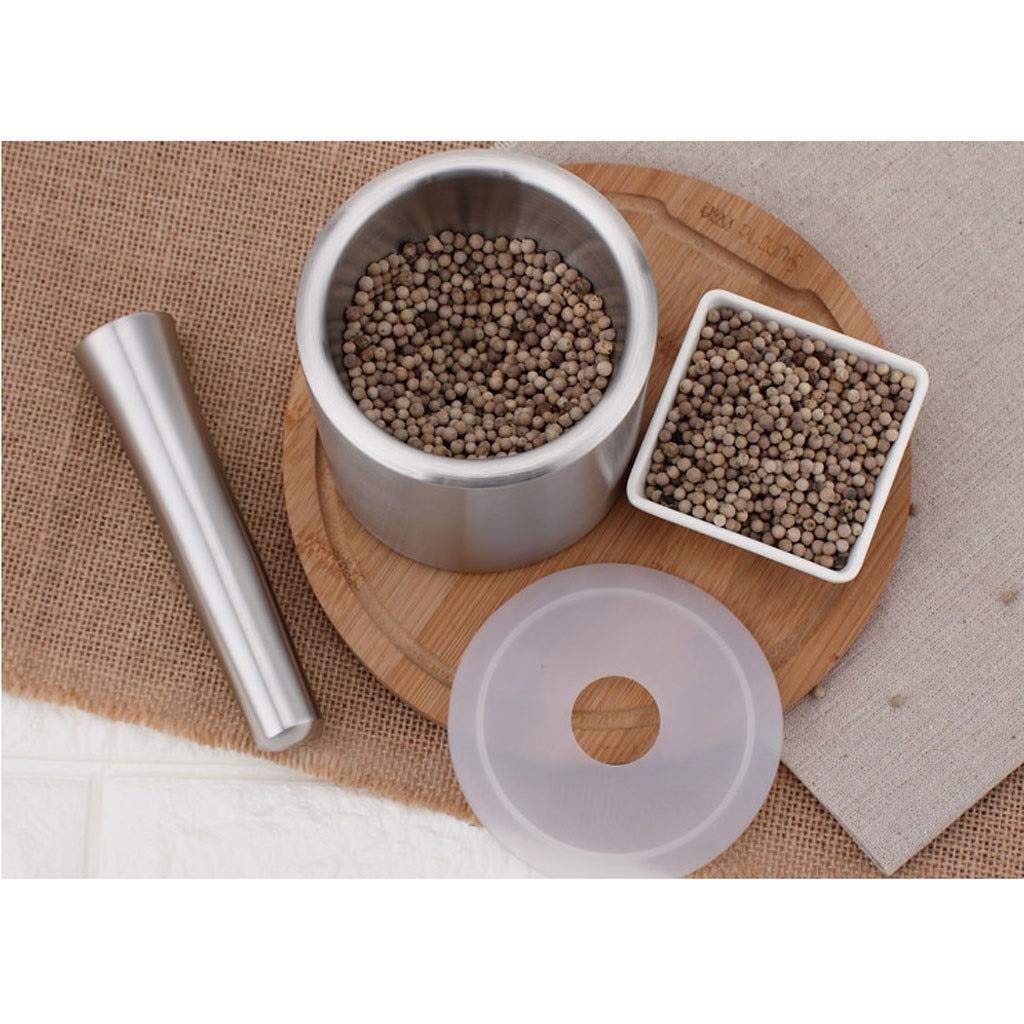 Mortar Pestle Set Household Mortar Grinder 304 Stainless Steel Herb and Spice Grinder Has A Rubber Base to Prevent Slipping for Spices