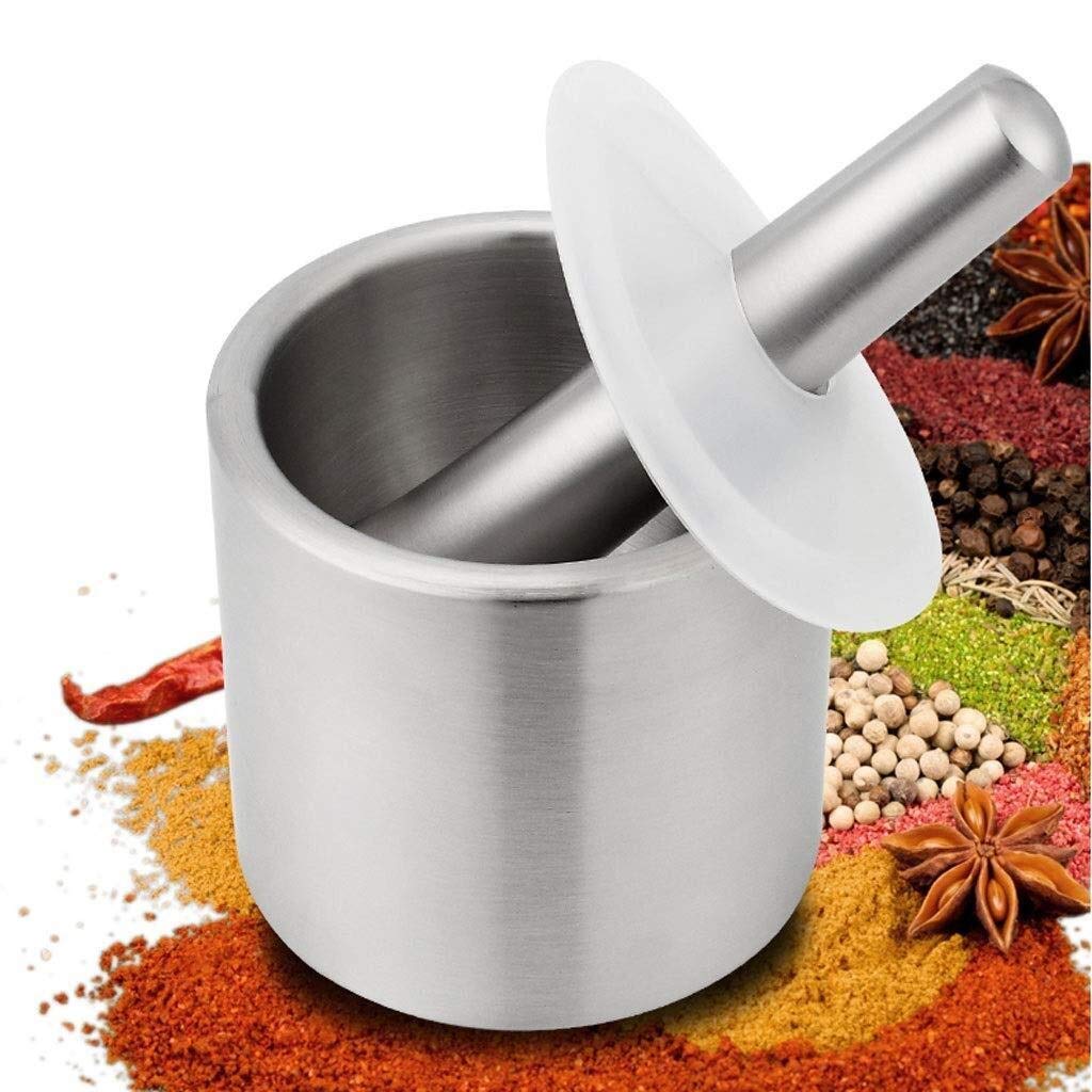 Mortar Pestle Set Household Mortar Grinder 304 Stainless Steel Herb and Spice Grinder Has A Rubber Base to Prevent Slipping for Spices