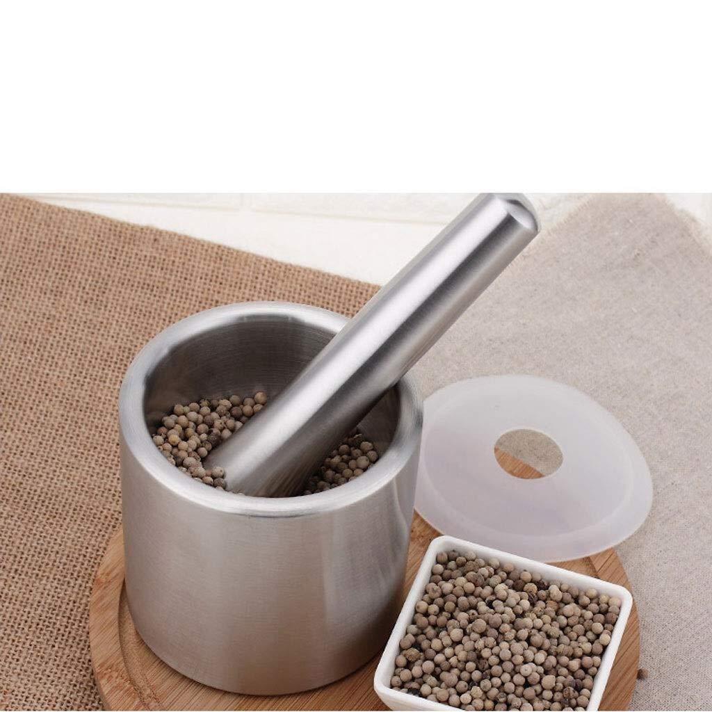Mortar Pestle Set Household Mortar Grinder 304 Stainless Steel Herb and Spice Grinder Has A Rubber Base to Prevent Slipping for Spices