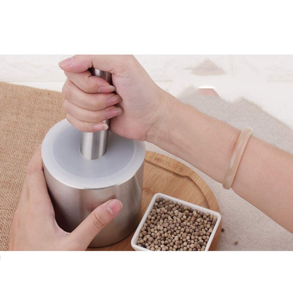 Mortar Pestle Set Household Mortar Grinder 304 Stainless Steel Herb and Spice Grinder Has A Rubber Base to Prevent Slipping for Spices