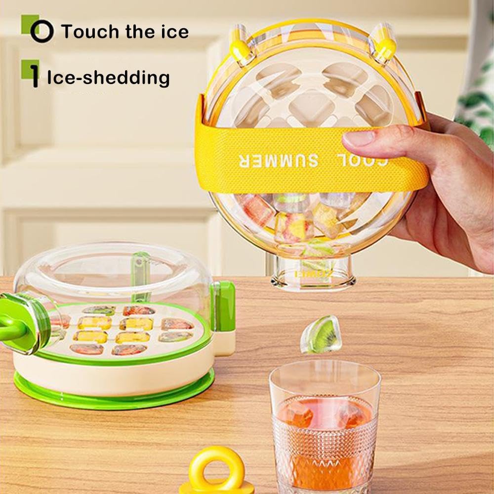 Ice Bottle Cup, 2 in 1 Ice Cube Mold Water Bottle with Lid and Bin