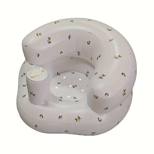 Inflatable Bath Stool with Bee & Flower Design - Portable, Foldable, Anti-Slip Shower Seat