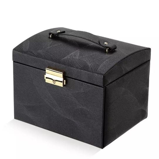 3 Layer Luxurious Large Capacity Jewellery Organizer, Earring Ring Bracelet Storage Case for Women, Double Drawer Leather Jewellery Box