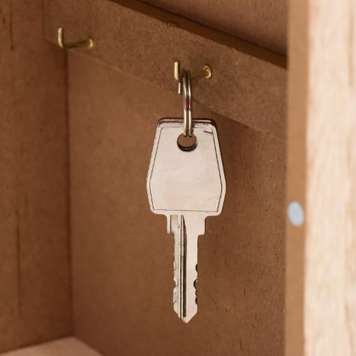 Wooden 6 Hooks Key Holder Box